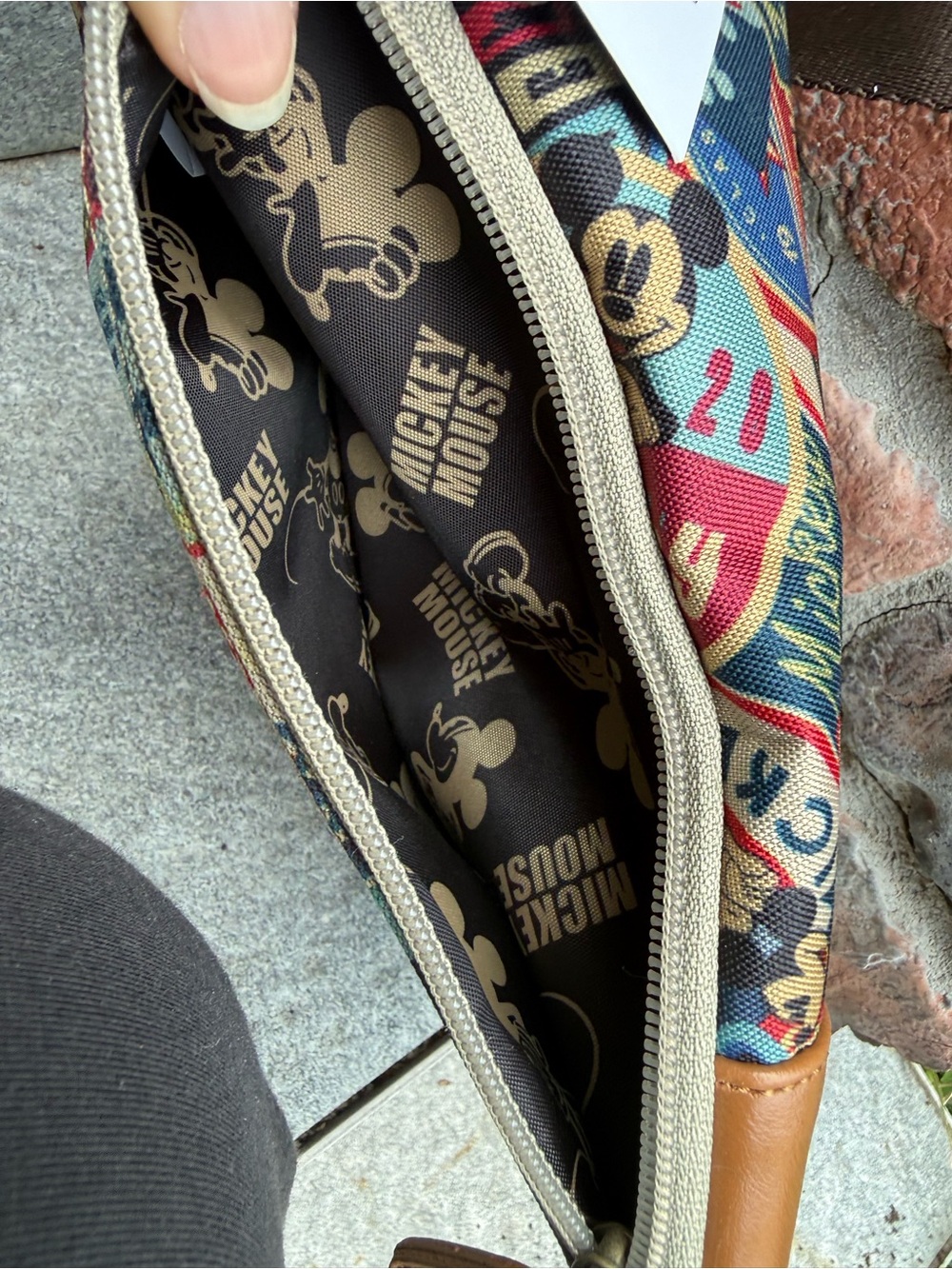 Disney Mickey Patchwork Crossbody Bag in Tan & Multicolor - Picture 5 of 7